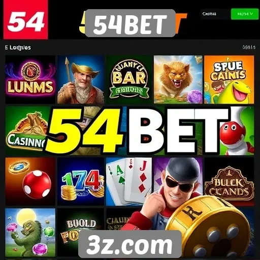 Variedade de jogos disponíveis no 54BET